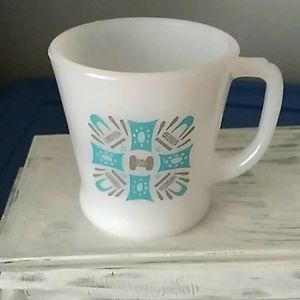 Vintage Blue Heaven milkglass coffee mug circa 1960's